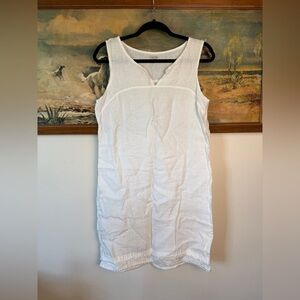 Lina Tomei 100% linen made in italy dress with ruffle hem. fits S-M